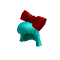 Cyan Hair with Giant Red Bow
