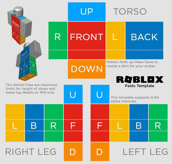 You can use the Roblox pants template to make unique custom clothing for your Roblox avatar.