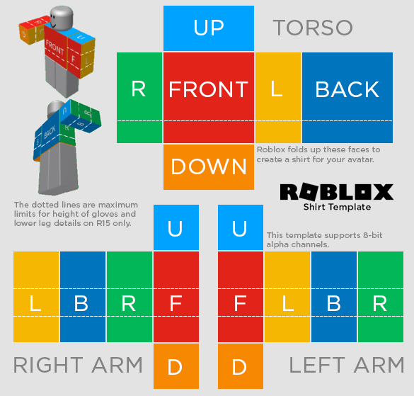 This Roblox Shirt Template is used to create custom Roblox clothing.