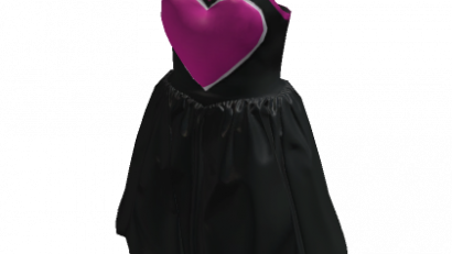 DRESSX Black Flared Dress with Pink Heart