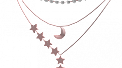 Moon and Stars Necklace-Pink