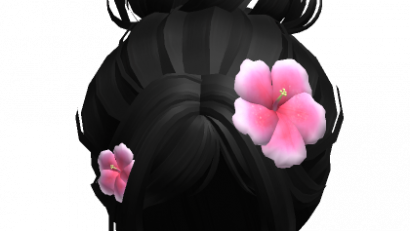 ♡ tropical flower messy bun updo (black)