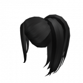 Image of Long black ponytail w/ thin bangs