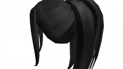 Long black ponytail w/ thin bangs