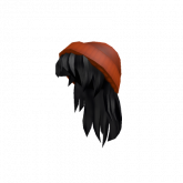 Image of Orange Beanie with Black Hair