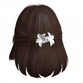 Image of Short Black Summer Hair w/ Flowers (Brown)