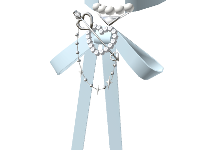 Blue Heart Arrow Ribbon Necklace