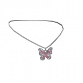 Image of Miau Butterfly Necklace Silver and Pink