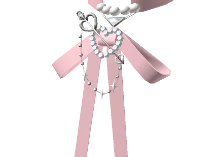 Pink Heart Arrow Ribbon Necklace