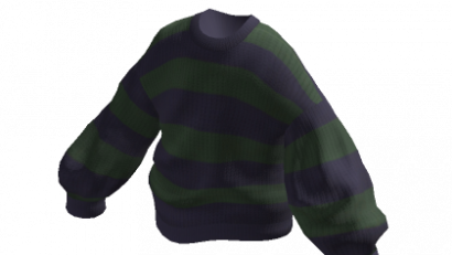 Oversized Knitted Sweater Green Blue Stripe