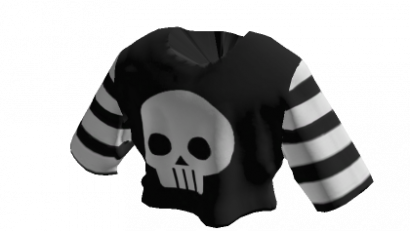 Cropped Striped Goth Skull Tee