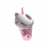 Image of Cute White Pink Bear Boba In Hand