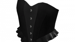Ruffle Corset Top Black Leather