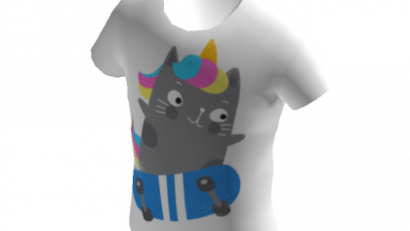 Threadless Cute Cat Unicorn Skateboarder T-Shirt