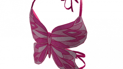 Y2K Butterfly Fantasy Top Hot Pink Sequin