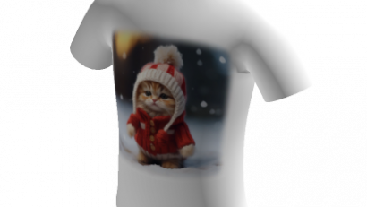 Y2K Cute Kitty Christmas Cat Chrismas White Shirt